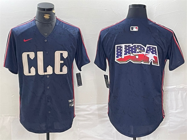 Men's Cleveland Guardians Team Big Logo Navy 2024 City Connect Limited Stitched Baseball Jersey Men's Cleveland Guardians Team Big Logo Navy 2024 City Connect Limited Stitched Baseball Jersey